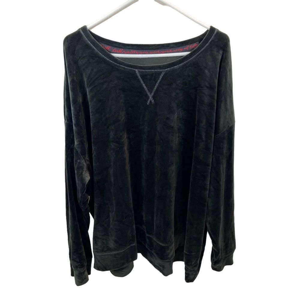 Ladies Muk Luks Brand Charcoal Grey Velvety Soft Lounge Top Size Petite 4X
